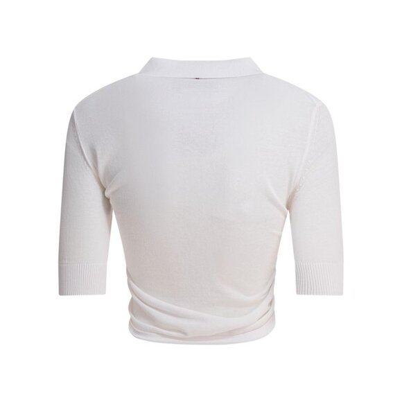 Max Mara Sportmax Cropped Short-Sleeved Polo Shirt tag size M Women - Picture 2 of 4